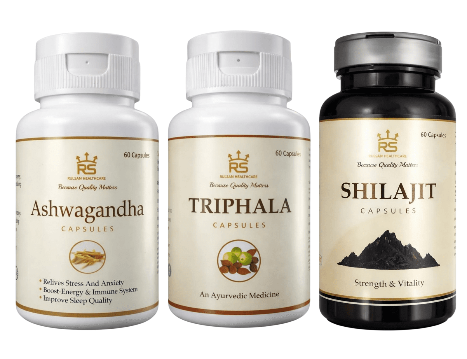 Ashwagandha + Shilajit + Triphala Capsules Combo